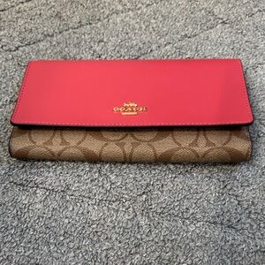 Coach Red (looks more like dusty rose) and Brown Signature Wallet